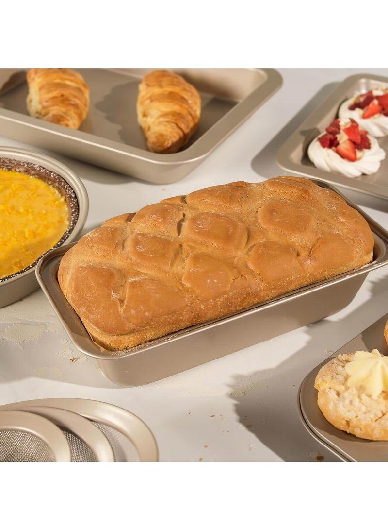 تتكون هذه المجموعة المكونة من خمس قطع من صواني الخبز من صواني فرن غير لاصقة، وتشمل صينية خبز، وصينية بسكويت، وصينية بيتزا، وصينية كيك، وصينية مافن، وهي مناسبة للخبز والطهي. - Image 4